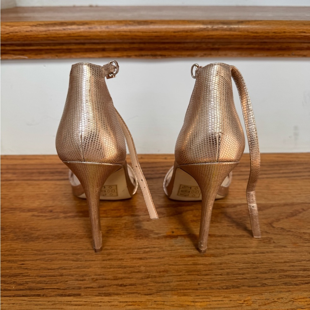 Aldo Metallic Rose Gold Strappy High Heel Sandals - Picture 3 of 3